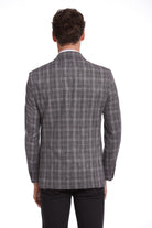 Slim Fit Brown Peak Lapel Plaid Linen Classic Blazer - SAYKI