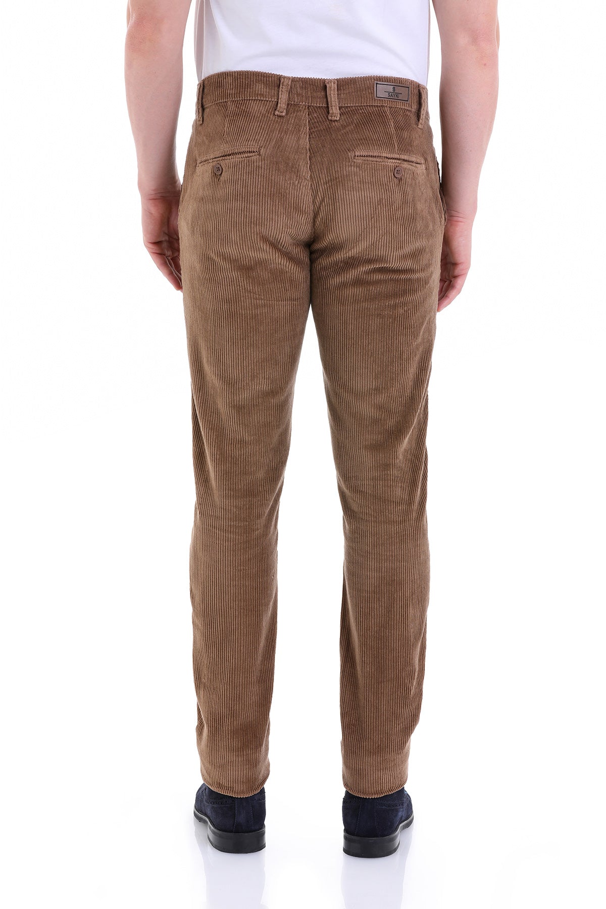 Slim Fit Brown Side Pocket Low Waist Cotton Dress Pants