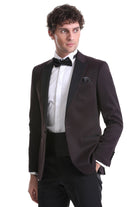 Slim Fit Burgundy Peak Lapel Classic Tuxedo - MIB