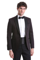 Slim Fit Burgundy Peak Lapel Classic Tuxedo - MIB