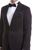 Slim Fit Burgundy Peak Lapel Classic Tuxedo - MIB