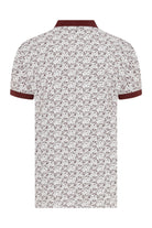 Slim Fit Burgundy Printed Cotton Polo T-Shirt - MIB