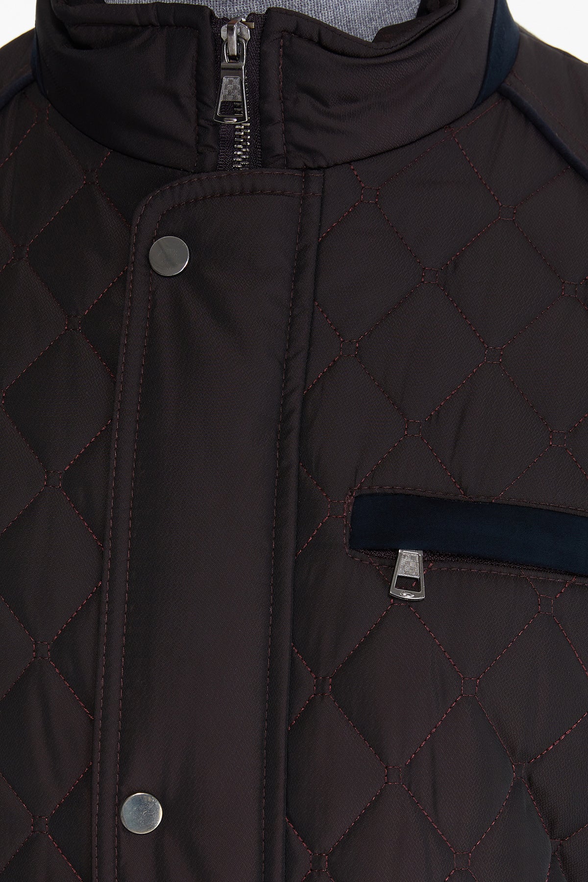 Slim Fit Burgundy Quilted Nivo Nebraska Coat - SAYKI