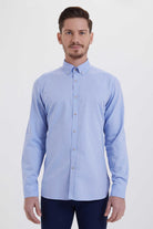 Slim Fit Button-Down Cotton Light Blue Casual Shirt - MIB