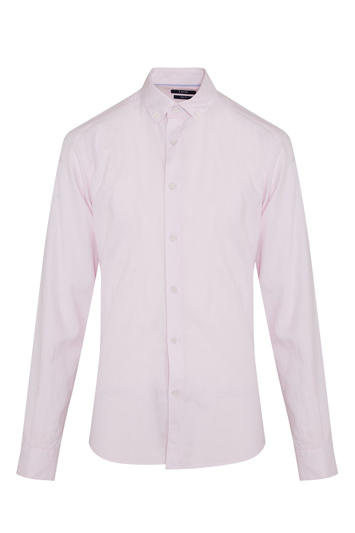 Slim Fit Button-Down Long Sleeve Cotton Pink Casual Shirt