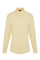 Slim Fit Button-Down Long Sleeve Cotton Yellow Casual Shirt