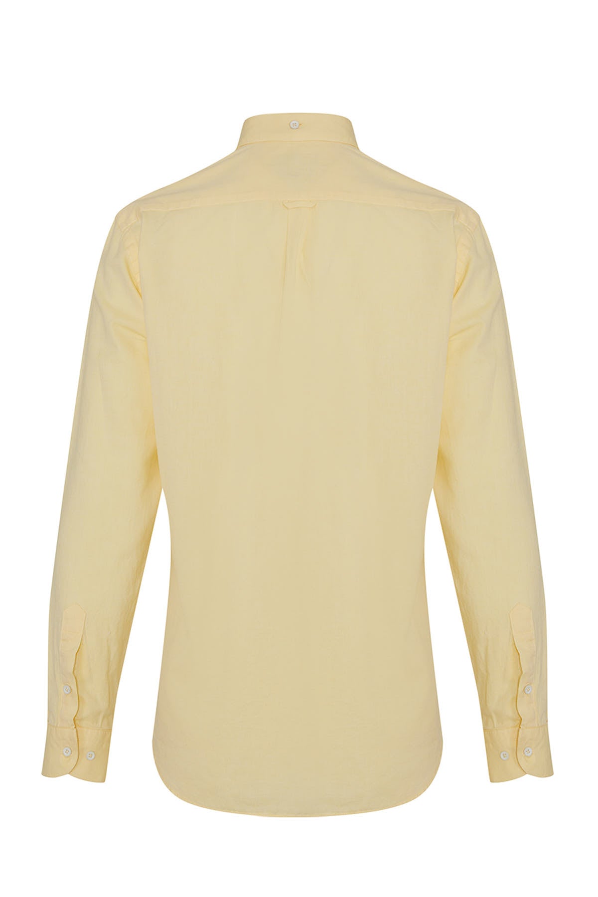 Slim Fit Button-Down Long Sleeve Cotton Yellow Casual Shirt