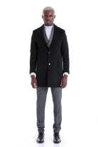 Slim Fit Cachet Black Wool Blend Overcoat - SAYKI