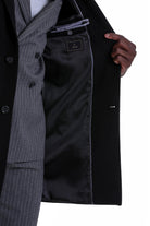 Slim Fit Cachet Black Wool Blend Overcoat - SAYKI