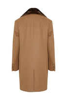 Slim Fit Cachet Camel Wool Blend Overcoat - SAYKI