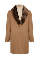 Slim Fit Cachet Camel Wool Blend Overcoat - SAYKI