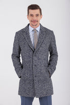 Slim Fit Cachet Denver Notch Lapel Wool Blend Navy Overcoat