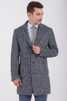 Slim Fit Cachet Denver Notch Lapel Wool Blend Navy Overcoat