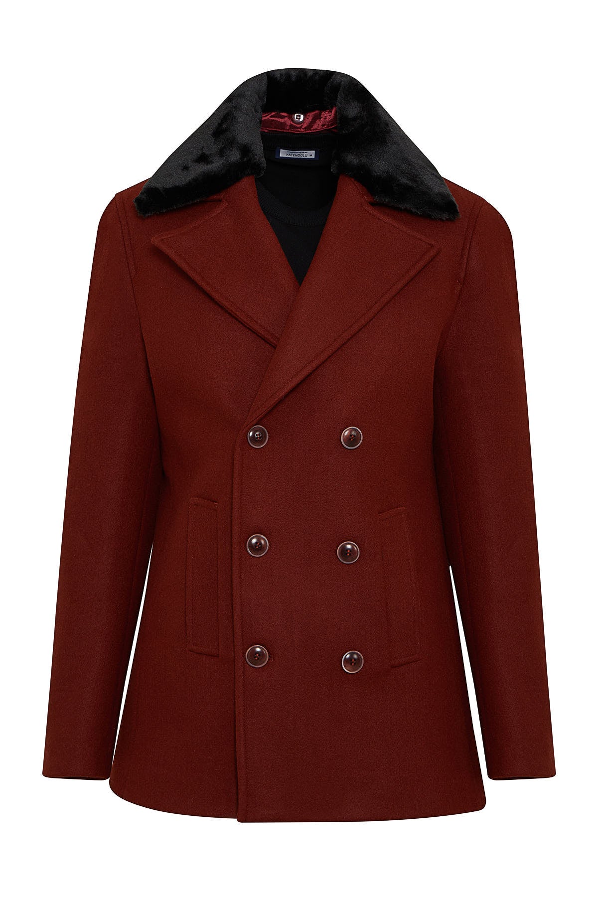 Slim Fit Cachet Double Breasted Brick Wool Blend Coat