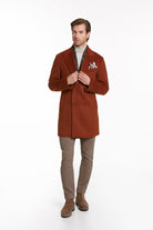 Slim Fit Cachet Double Breasted Brick Wool Blend Overcoat