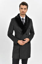 Slim Fit Cachet Double Breasted Charcoal Wool Blend