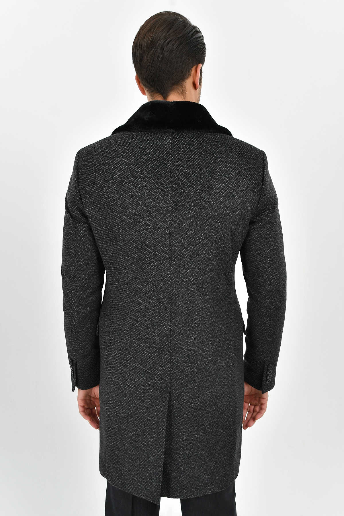 Slim Fit Cachet Double Breasted Charcoal Wool Blend