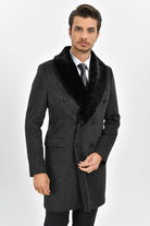 Slim Fit Cachet Double Breasted Charcoal Wool Blend