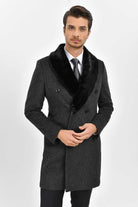 Slim Fit Cachet Double Breasted Charcoal Wool Blend