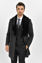 Slim Fit Cachet Double Breasted Charcoal Wool Blend