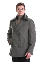 Slim Fit Cachet Double Breasted Musty Gray Wool Blend Coat