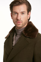 Slim Fit Cachet Double Breasted Wool Blend Light Gray Coat