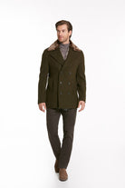 Slim Fit Cachet Double Breasted Wool Blend Light Gray Coat