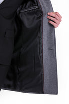 Slim Fit Cachet Flat Collar Gray Wool Blend Overcoat - SAYKI