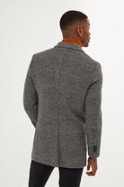 Slim Fit Cachet Glen Plaid Gray Wool Blend Overcoat - MIB