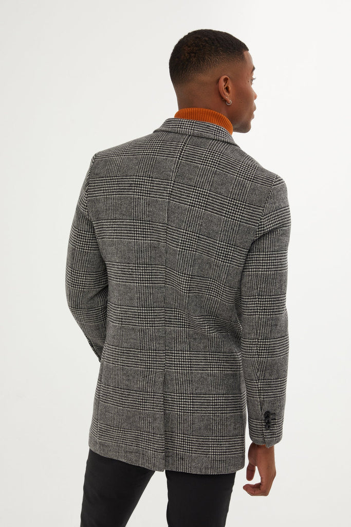 Slim Fit Cachet Leeds Notch Lapel Wool Blend Gray Overcoat