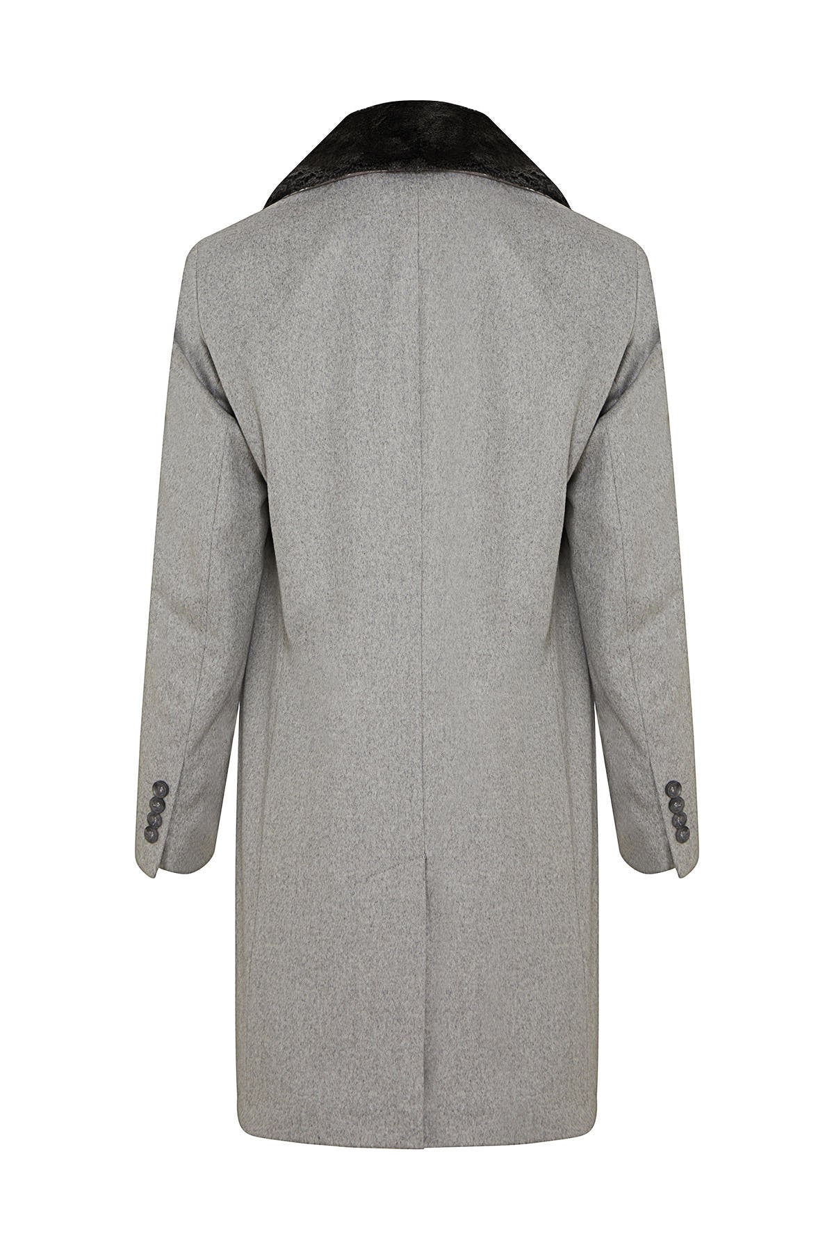 Slim Fit Cachet Light Gray Wool Blend Overcoat - SAYKI