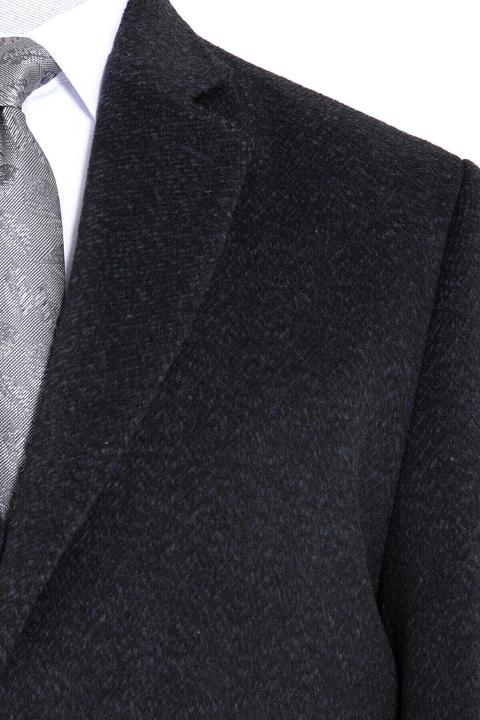 Slim Fit Cachet Nagoya Notch Lapel Wool Blend Navy Overcoat