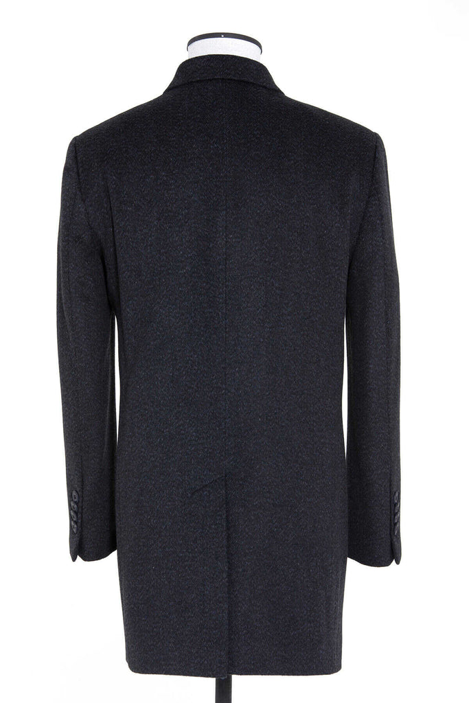 Slim Fit Cachet Nagoya Notch Lapel Wool Blend Navy Overcoat