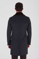 Slim Fit Cachet Navy Wool Blend Overcoat - MIB