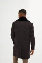 Slim Fit Cachet Notch Lapel Burgundy Wool Blend Overcoat