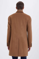 Slim Fit Cachet Notch Lapel Camel Wool Blend Overcoat - MIB