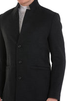 Slim Fit Cachet Notch Lapel Charcoal Overcoat - SAYKI