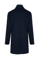 Slim Fit Cachet Notch Lapel Enamel Blue Wool Blend Overcoat