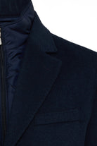 Slim Fit Cachet Notch Lapel Enamel Blue Wool Blend Overcoat