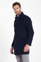 Slim Fit Cachet Notch Lapel Light Navy Overcoat - MIB