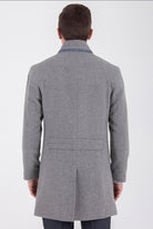 Slim Fit Cachet Notch Lapel Wool Blend Navy Overcoat Gray