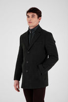 Slim Fit Cachet Rodos Notch Lapel Wool Blend Green Coat