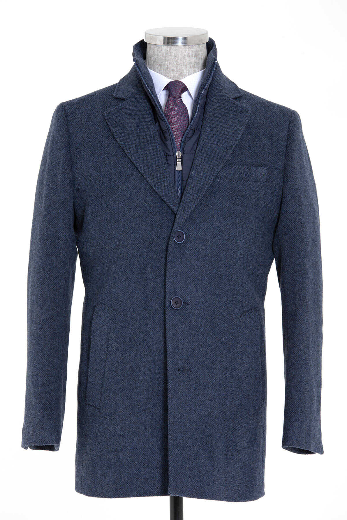 Slim Fit Cachet Rodos Notch Lapel Wool Blend Green Coat