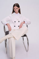 Slim Fit Cachet Sarah Cotton Blend White Long Coat - MIB