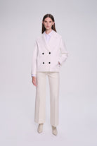 Slim Fit Cachet Sarah Cotton Blend White Long Coat - MIB