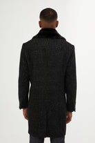 Slim Fit Cachet Shawl Collar Black Wool Blend Overcoat - MIB