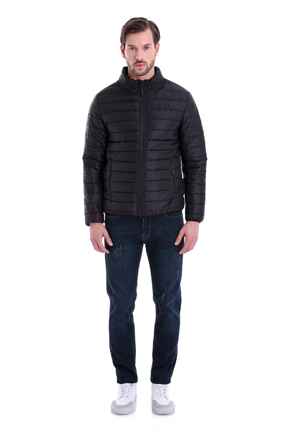 Slim Fit Ceasar Black Padded Coat - SAYKI