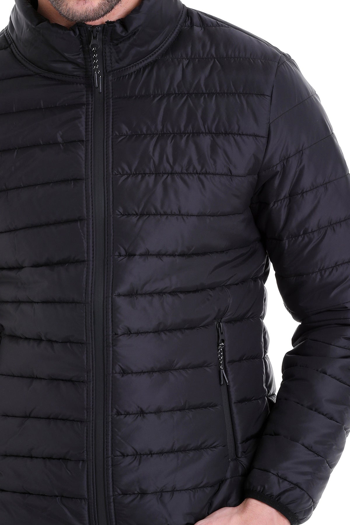 Slim Fit Ceasar Black Padded Coat - SAYKI