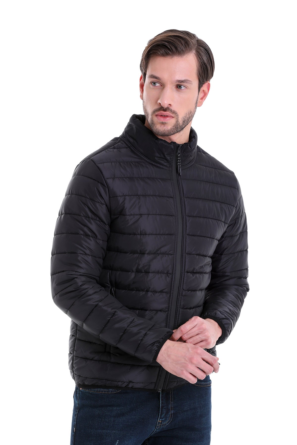 Slim Fit Ceasar Black Padded Coat - SAYKI