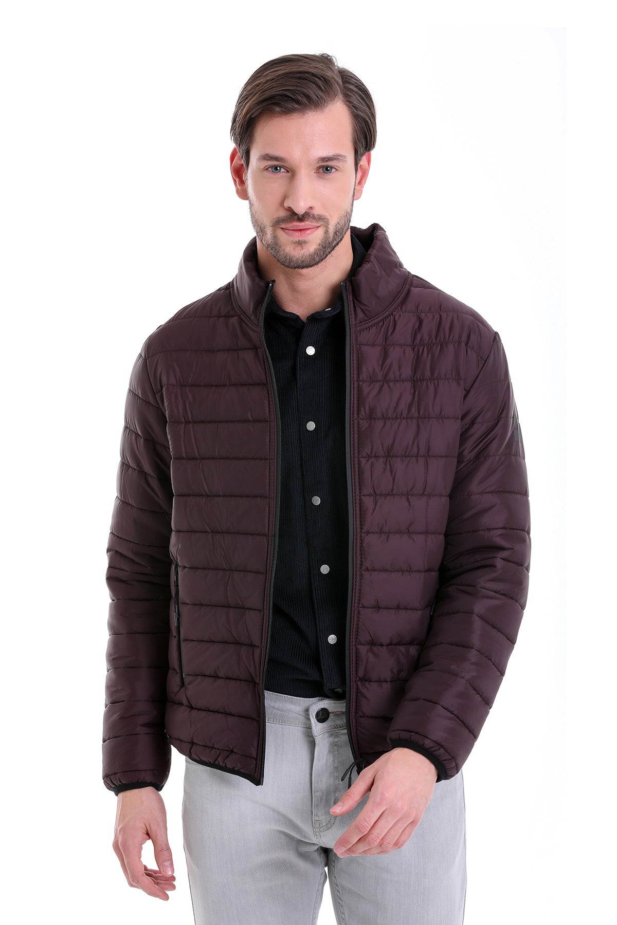 Slim Fit Ceasar Burgundy Padded Coat - SAYKI